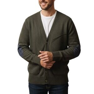 Black Brown 1826 Lambswool Blend Mens Medium Green Elbow Patches Old Money Prepp